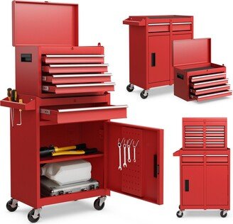 5-Drawer Rolling Tool Chest Cabinet Metal Tool Storage Box Lockable with Wheels