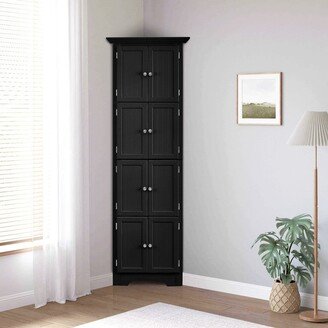 Aoolive Bathroom Tall Corner Storage Cabinet, Floor Display Storage Cabinet with 8 Doors and 4 Shelves for Bathroom, Living Room