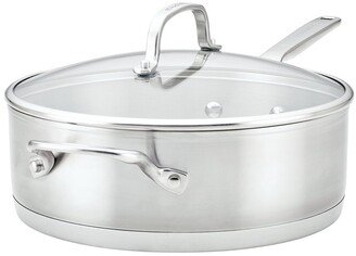 3-Ply Base Stainless Steel Induction Sauté Pan With Helper Handle And Lid