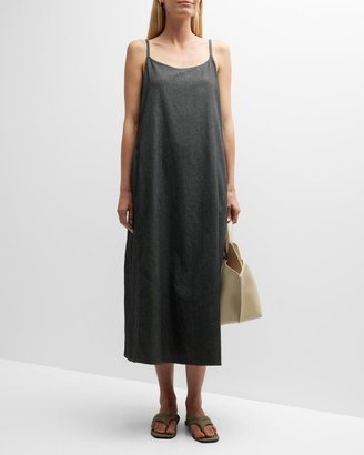 Scoop-Neck Organic Cotton Twill Midi Dress