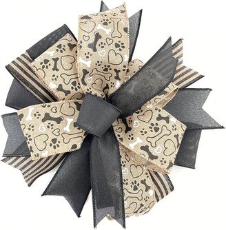 Dog Theme Bow For Wreaths, Black & White Bow, Ready Made Diy Projects, Themed Mailbox, Party