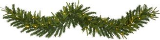 Green Pine Artificial Christmas Garland with Lights, 72