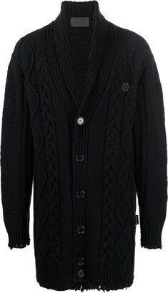 Cable-Knit Distressed-Finish Cardigan