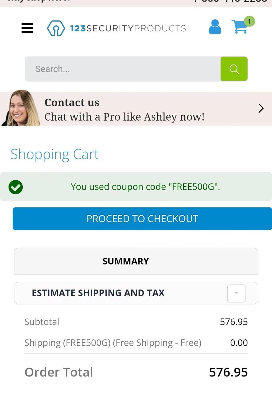 where to use 123 Security Products promo code box