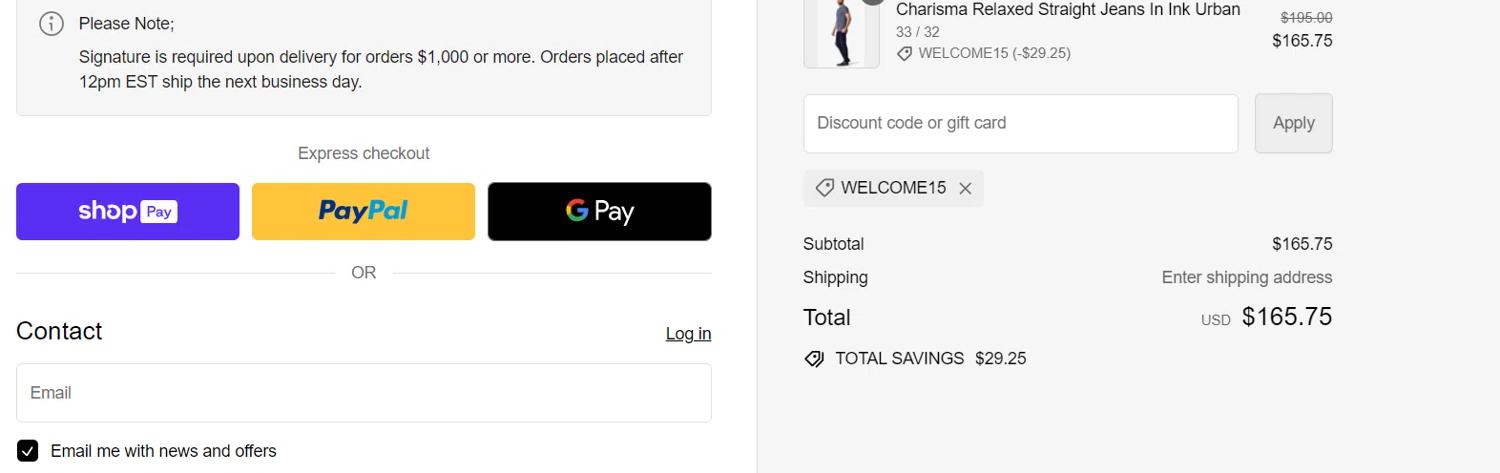 where to use 34 Heritage promo code box