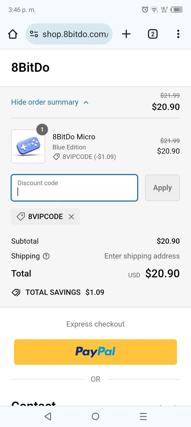 where to use 8Bitdo promo code box
