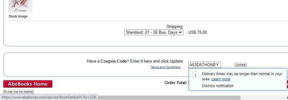 where to use AbeBooks promo code box
