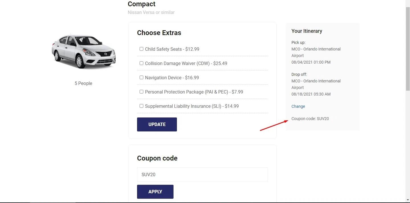 where to use Airpark Parking promo code box