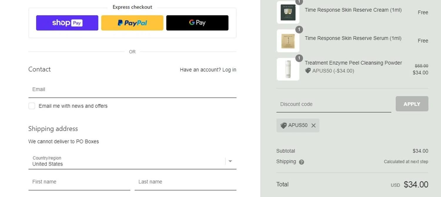 where to use AMOREPACIFIC promo code box