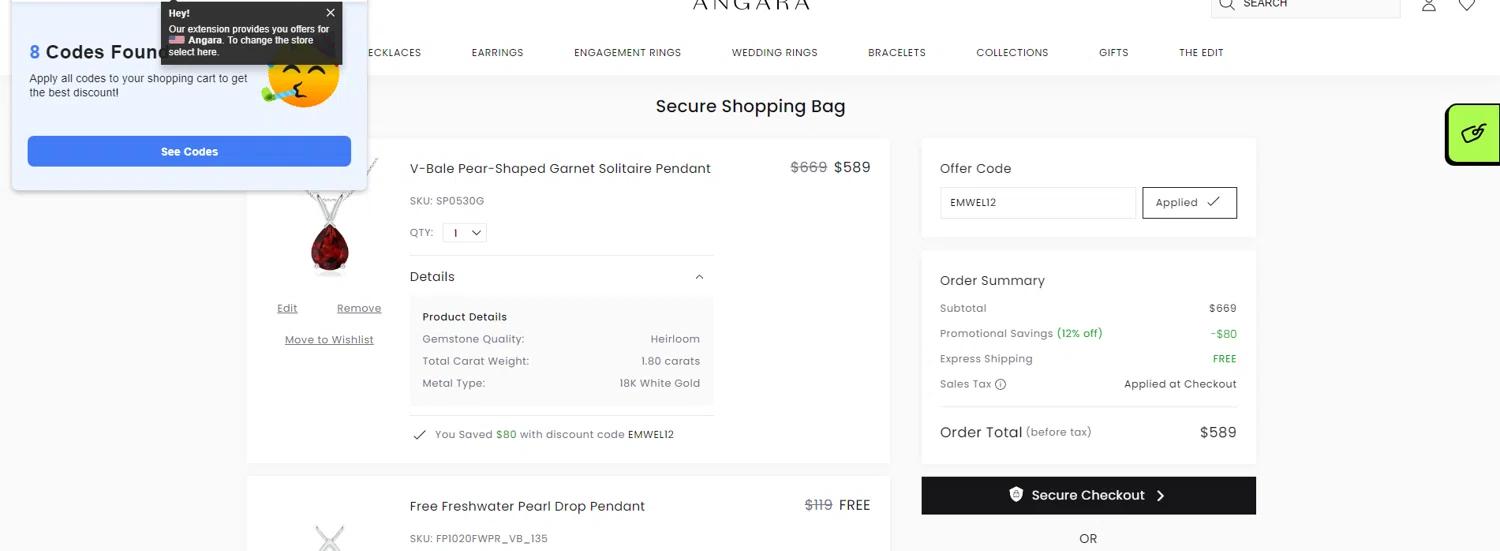 where to use Angara promo code box