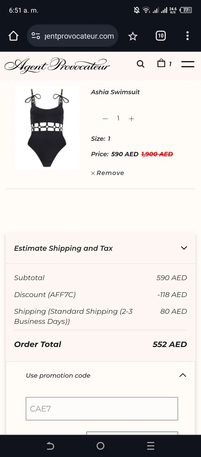 where to use Agent Provocateur promo code box