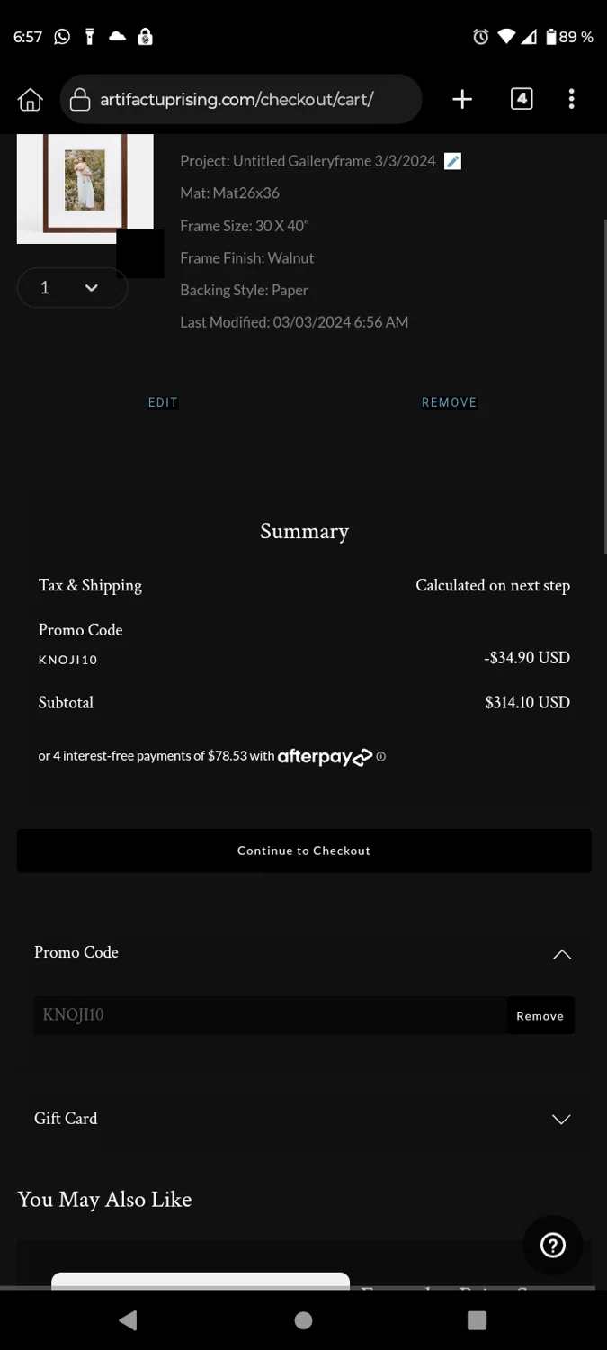 where to use Artifact Uprising promo code box