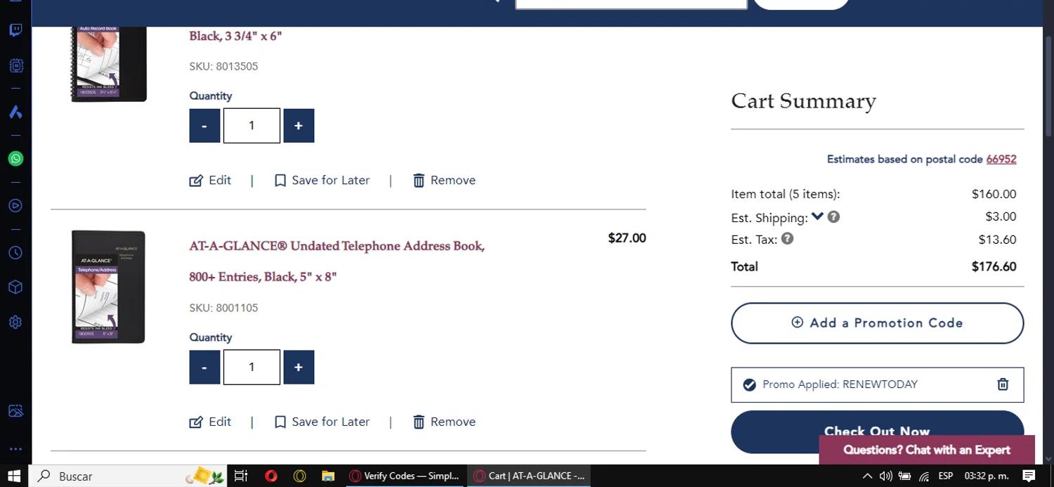 where to use At-A-Glance promo code box