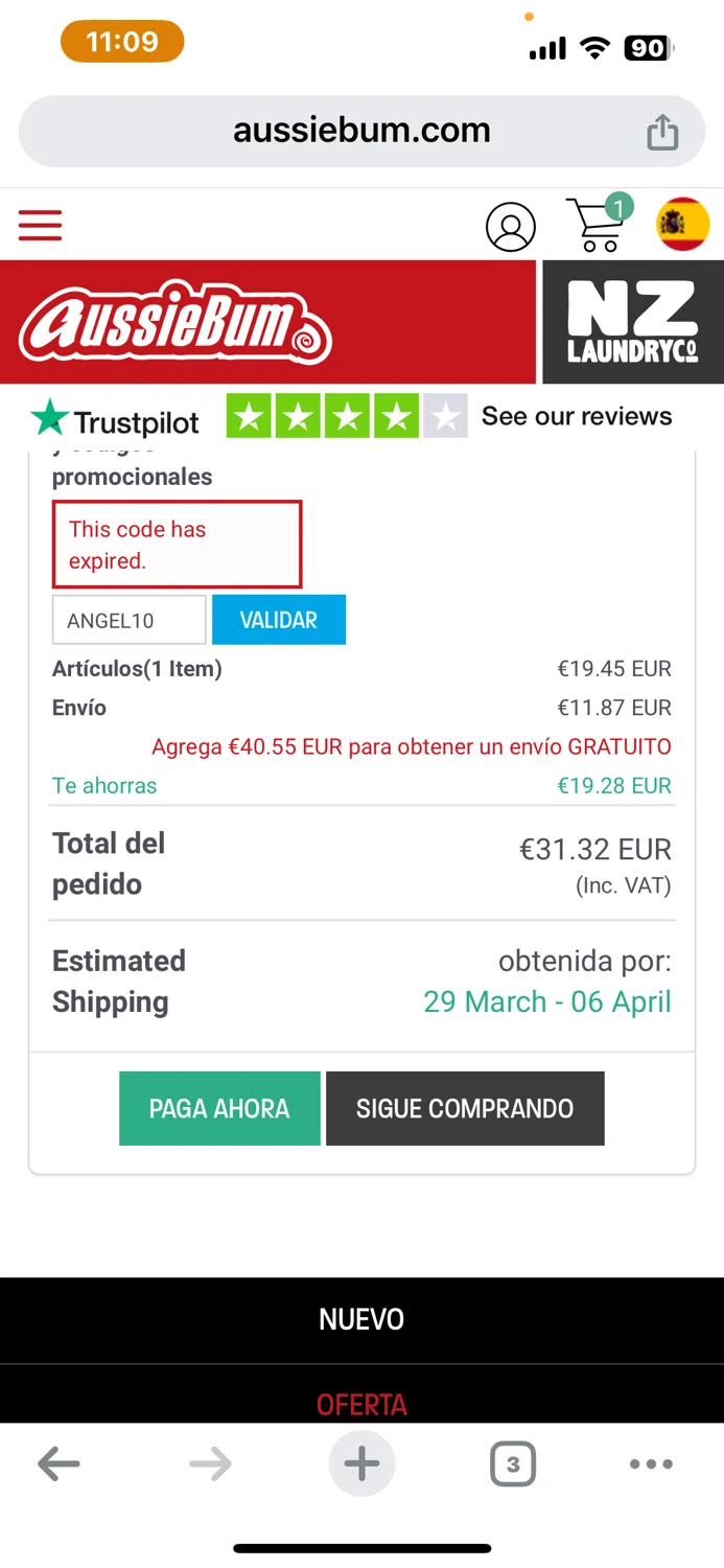 where to use aussieBum promo code box