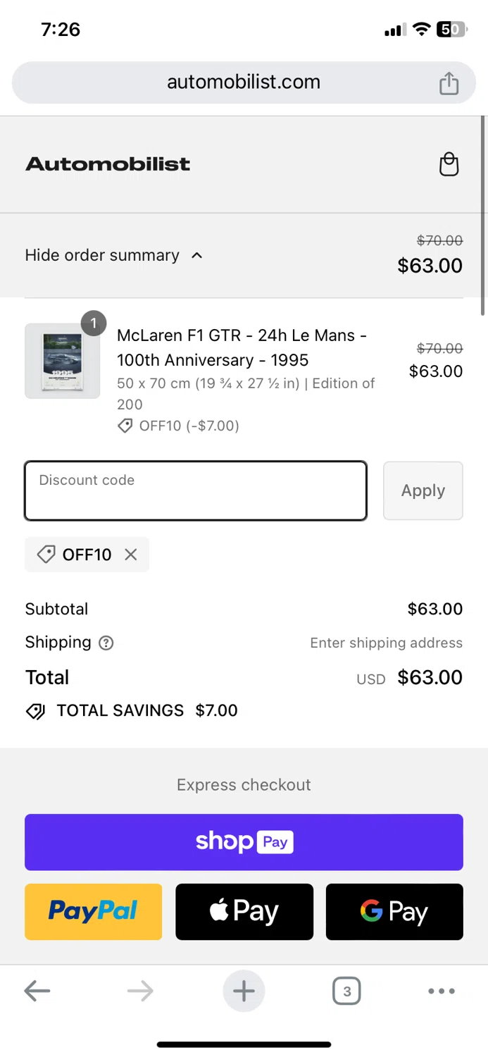where to use Automobilist promo code box