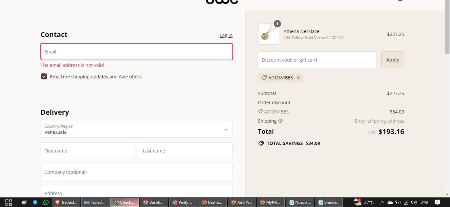 where to use Awe Inspired promo code box