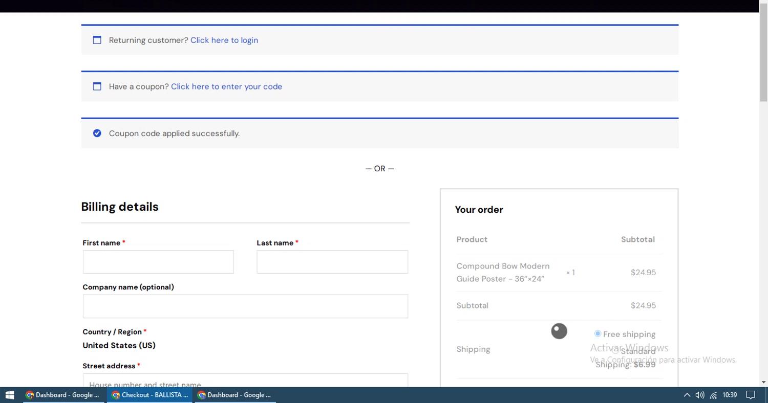 where to use Ballista promo code box