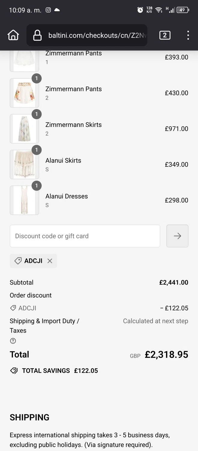 how to use Baltini coupons