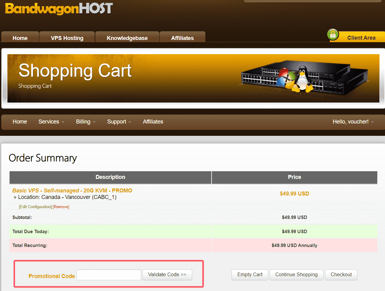 how to use BandwagonHost coupons