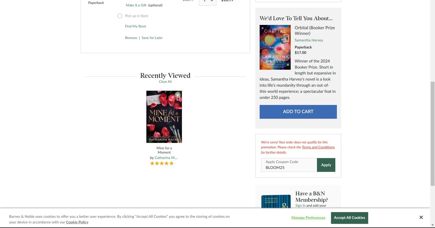 where to use Barnes & Noble promo code box