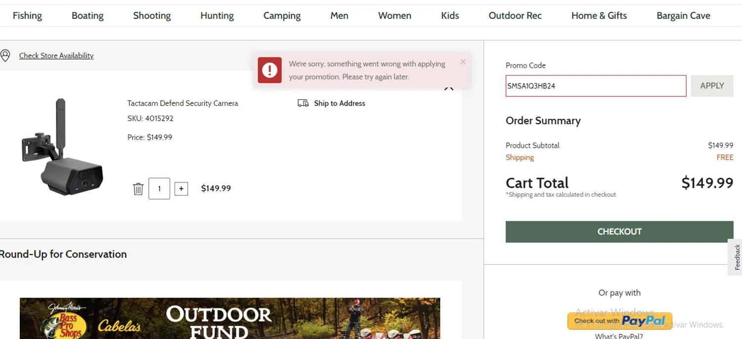 where to use Bass Pro promo code box
