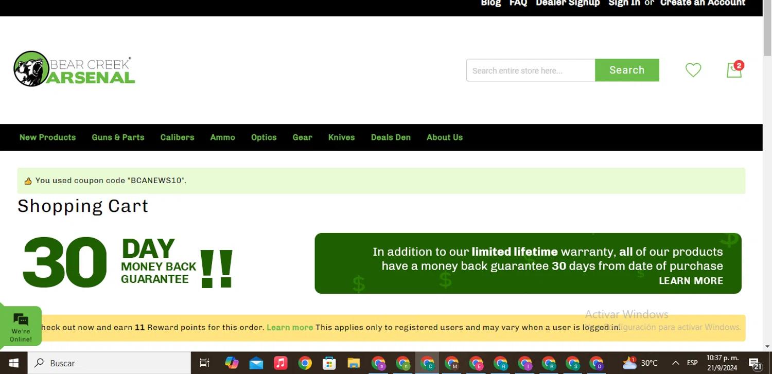 how to use Bear Creek Arsenal coupons