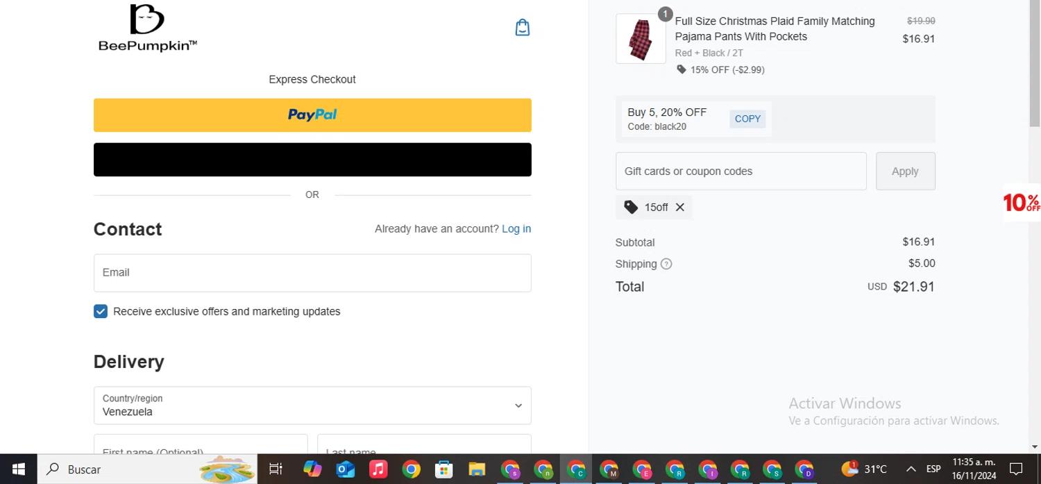 where to use BeePumpkin promo code box