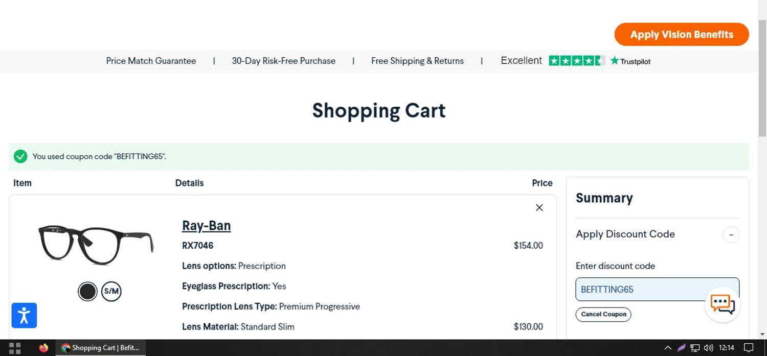 where to use Befitting promo code box