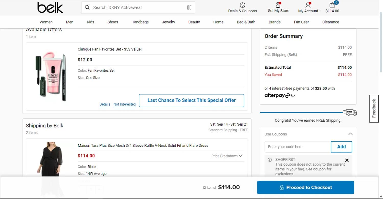 where to use Belk promo code box