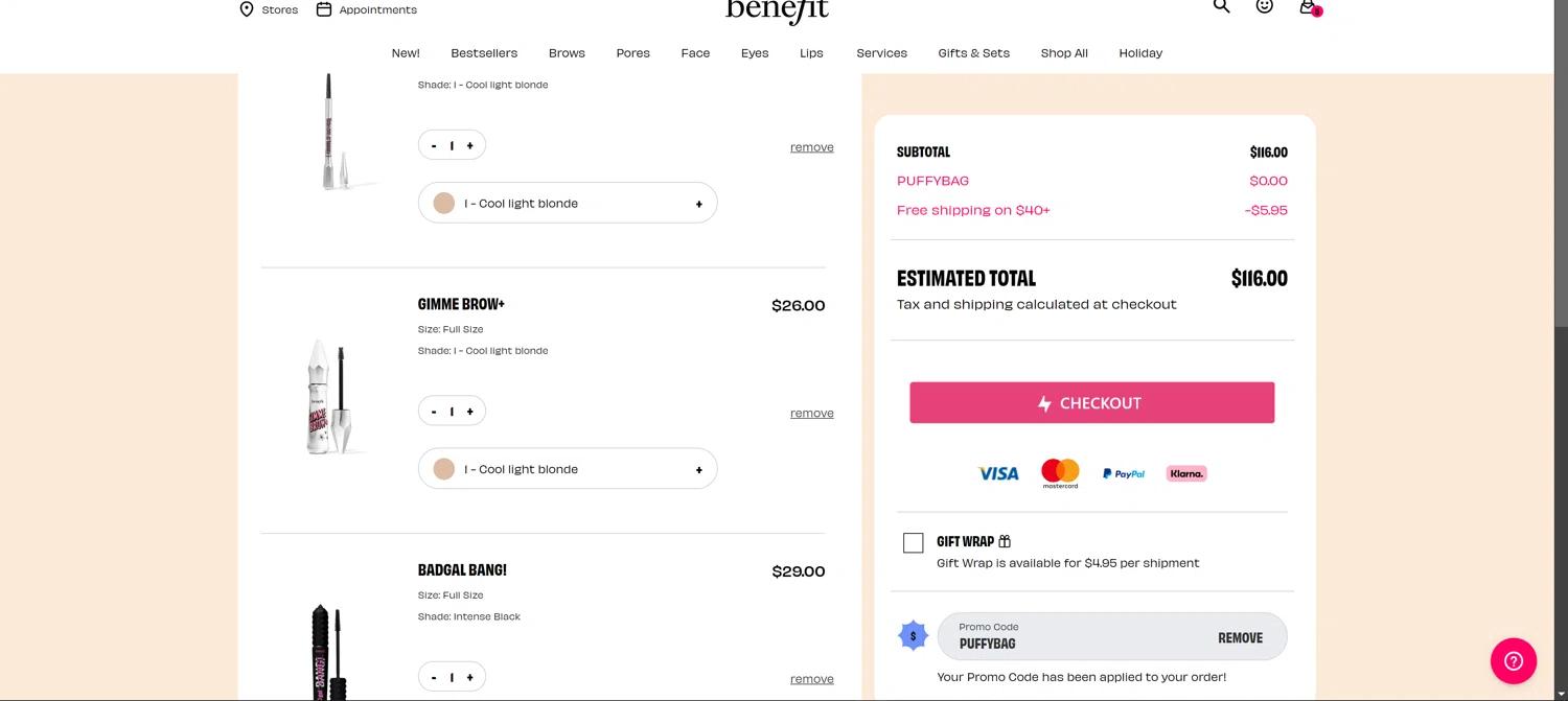 how to use Benefit Cosmetics coupons