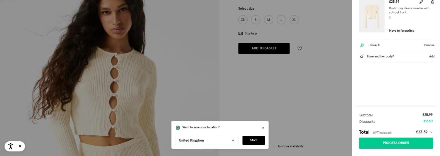 where to use Bershka UK promo code box