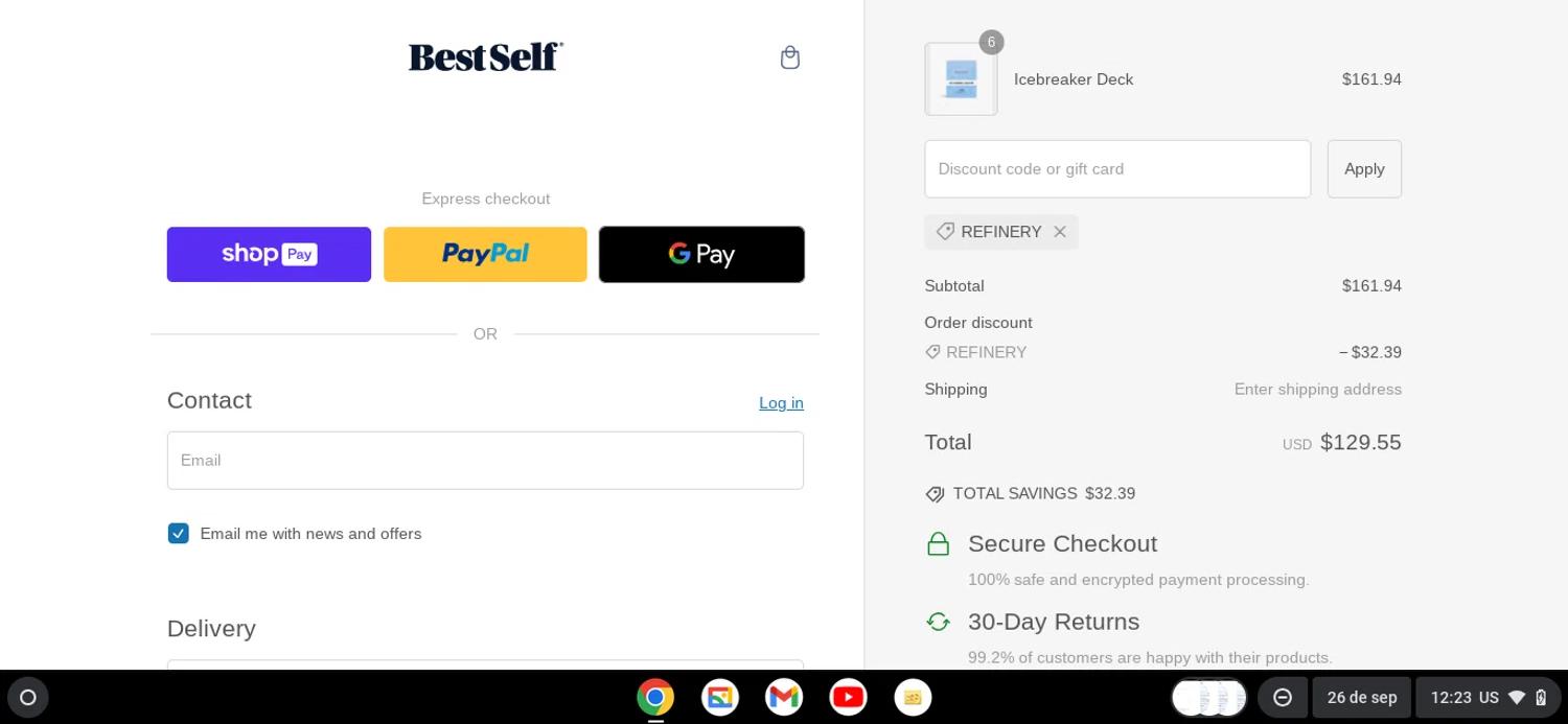 where to use BestSelfCo promo code box