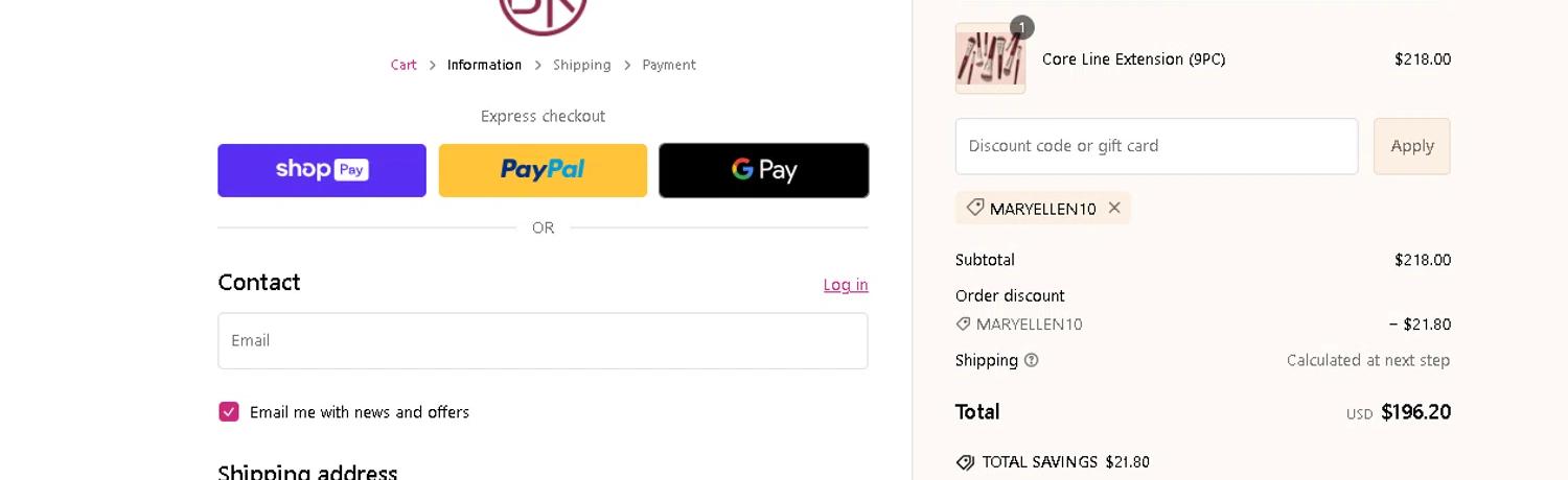 where to use BK Beauty promo code box