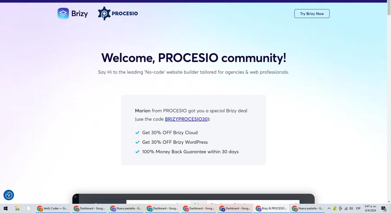 where to use Brizy promo code box