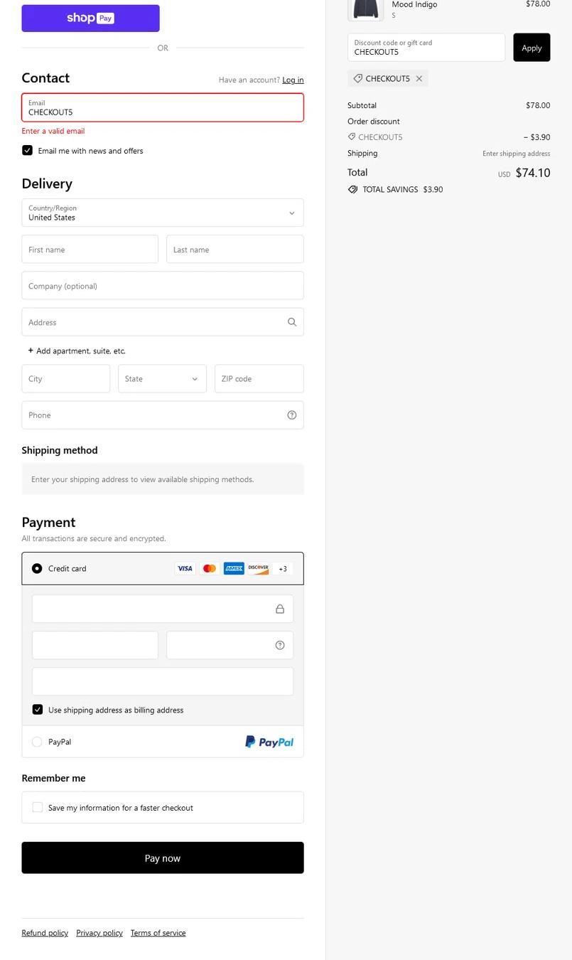 where to use Brooklyn Industries promo code box