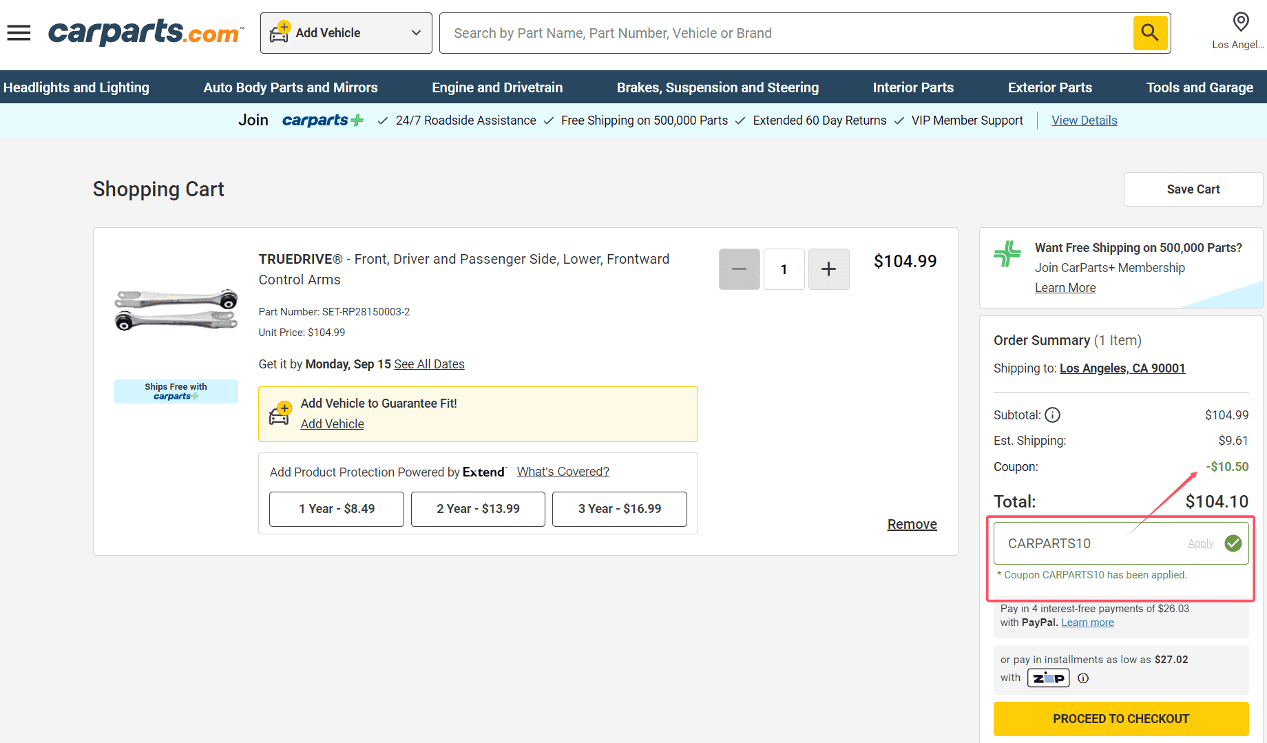 how to use CarParts coupons