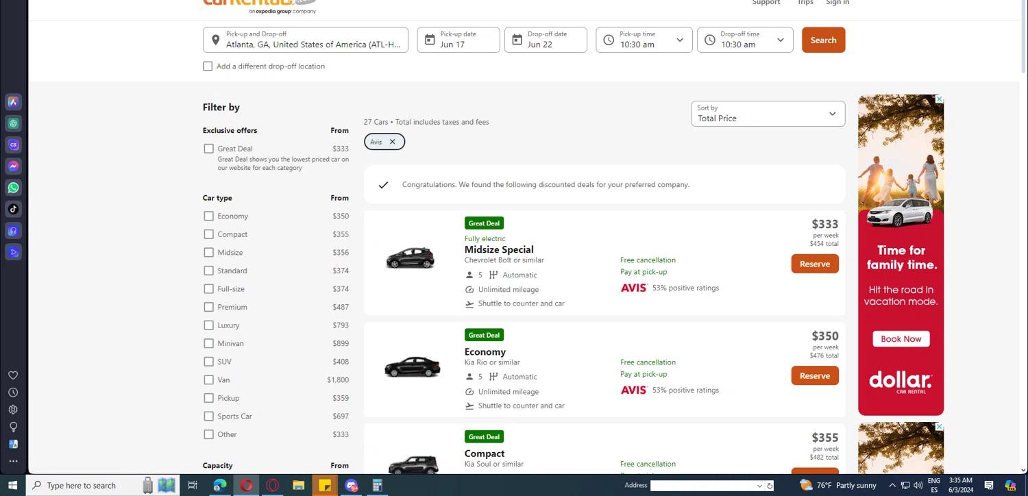 where to use Car Rentals promo code box