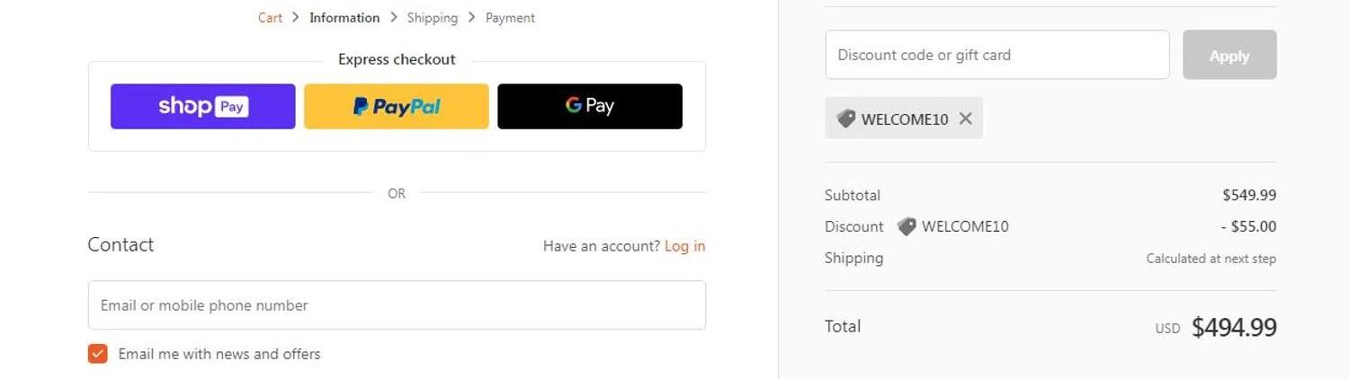 where to use CavFab promo code box