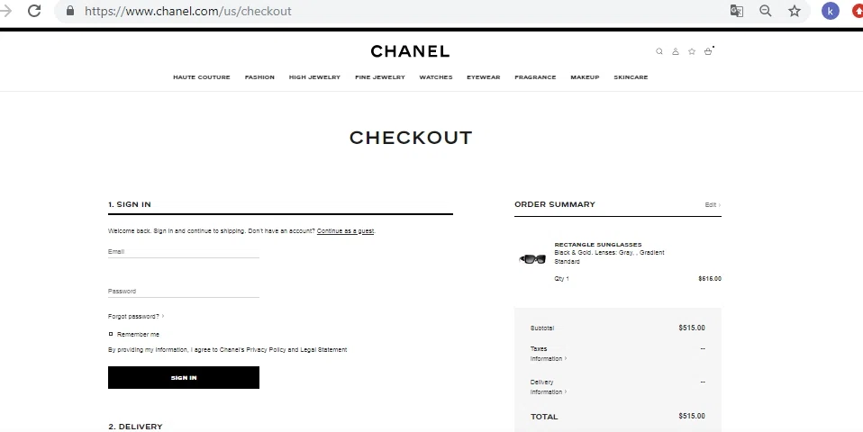 where to use Chanel promo code box