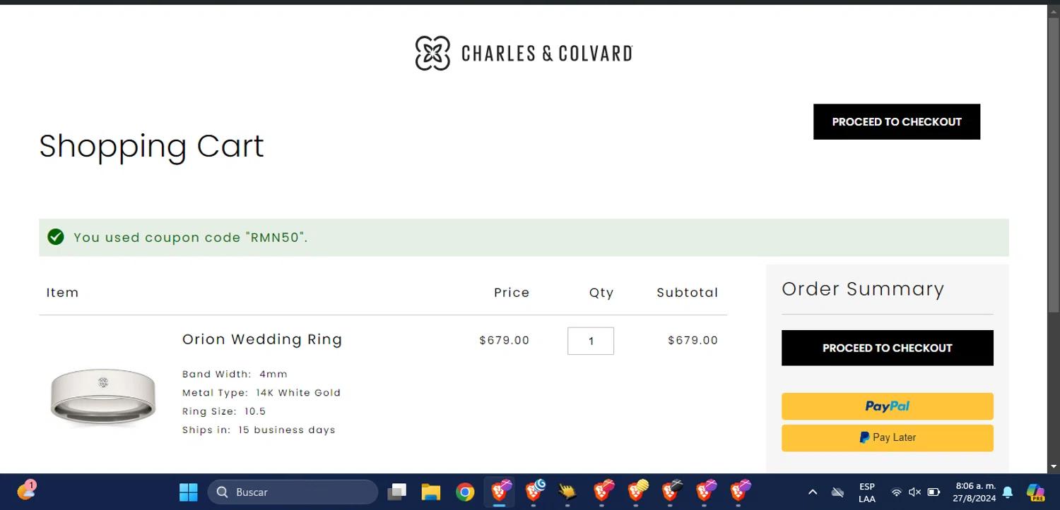 how to use Charles & Colvard coupons