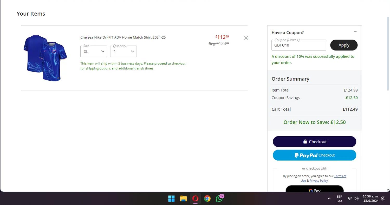 where to use Chelsea Megastore promo code box