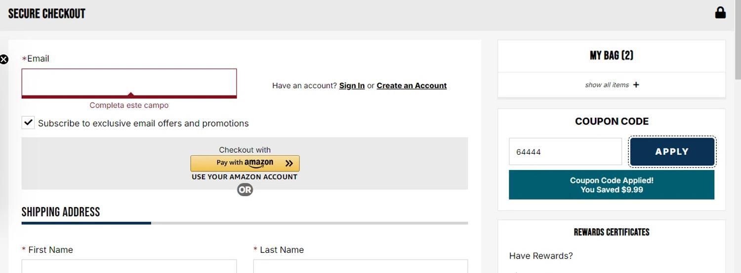 where to use CHEROKEE promo code box
