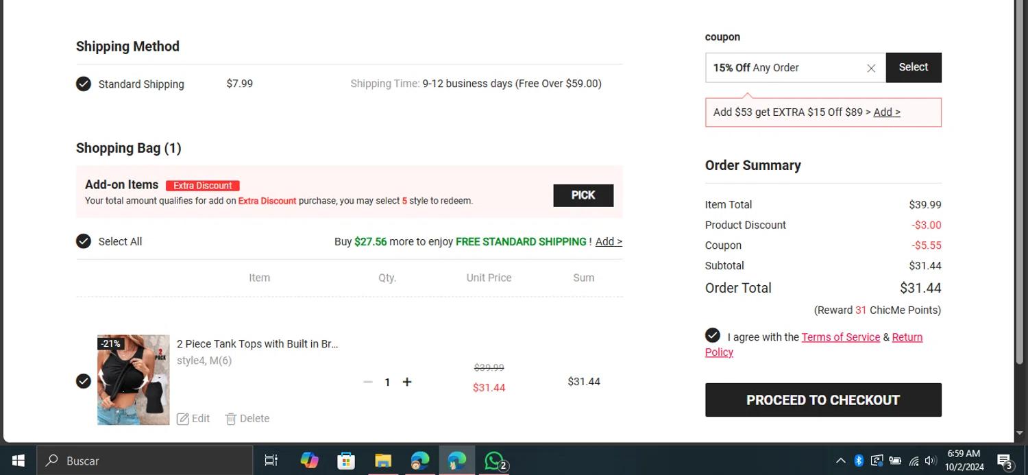 where to use Chic Me promo code box