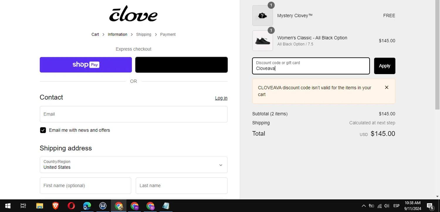 where to use Go Clove promo code box