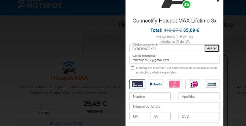 where to use Connectify promo code box