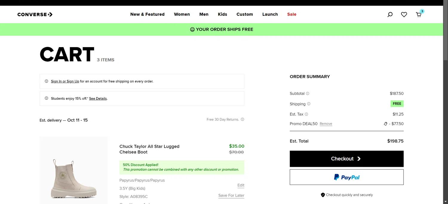 how to use Converse coupons