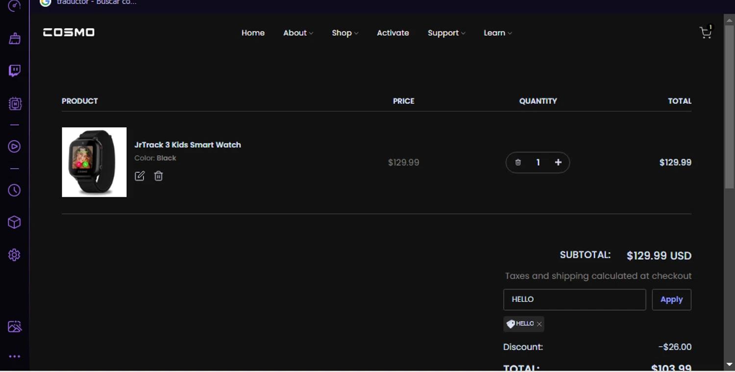 where to use COSMO promo code box