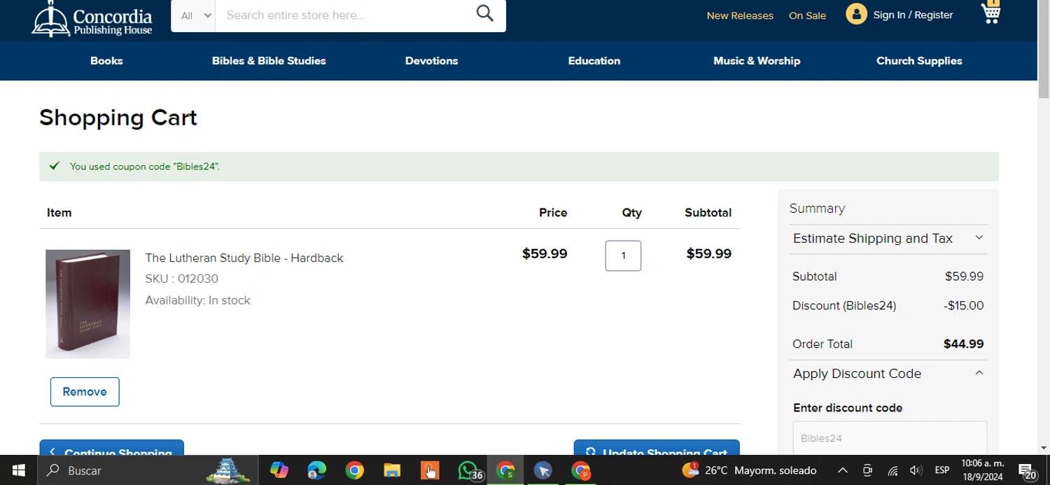 how to use Concordia Publishing House coupons