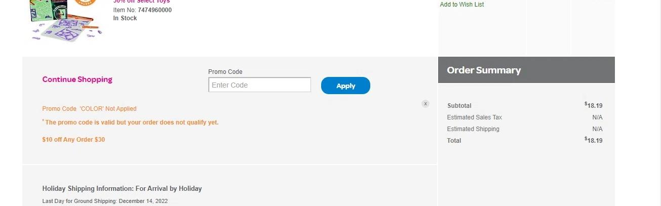 where to use Crayola promo code box