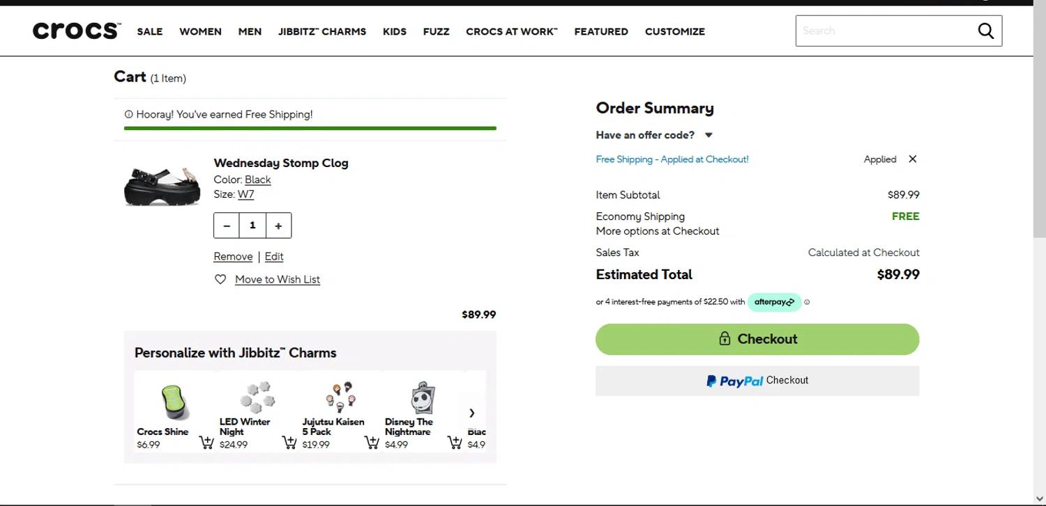 where to use Crocs promo code box